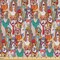 Ambesonne Dog Fabric by The Yard, Hipster Bulldog Schnauzer Pug Breeds Glasses Hats Scarf Pattern Colorful Cartoon, Decorative Fabric for Upholstery and Home Accents, 10 Yards, Teal Brown